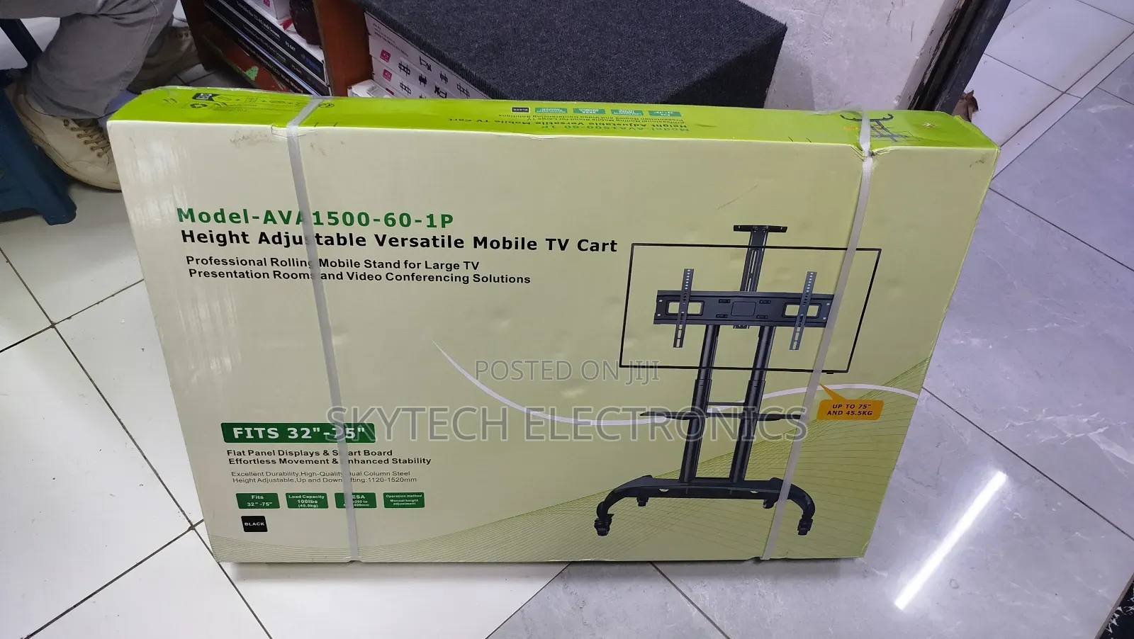 Height Adjustable Versatile Mobile Tv Trolley Cart
