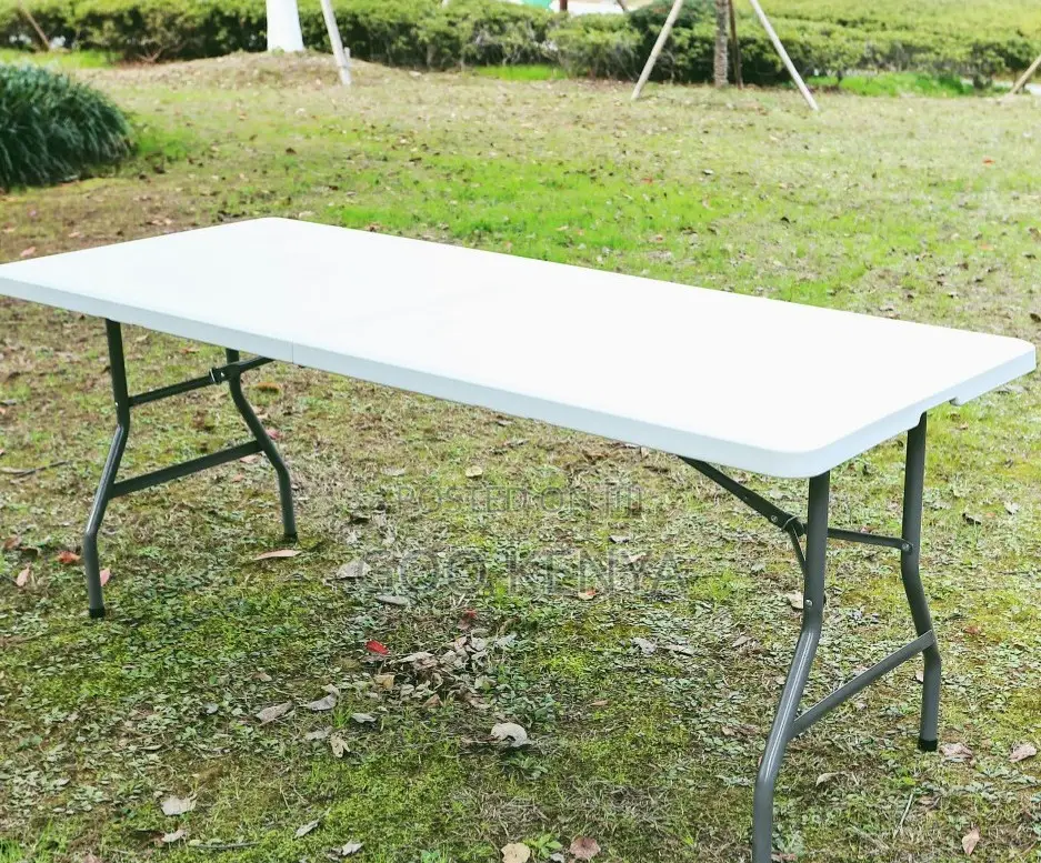 Home Outdoor Table; White Plastic Foldable Table for Garden and Events