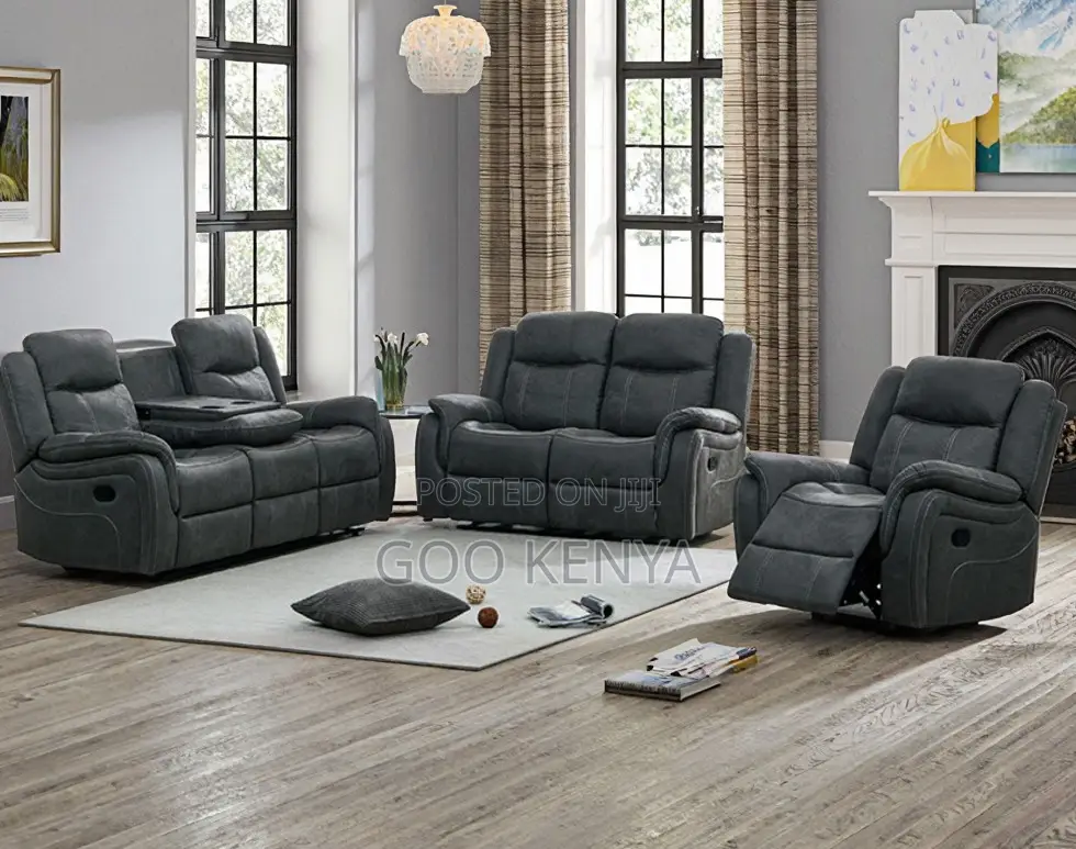 Home Sofa; 6-Seat Recliner Sectional Sofa With Premium Leather Finish