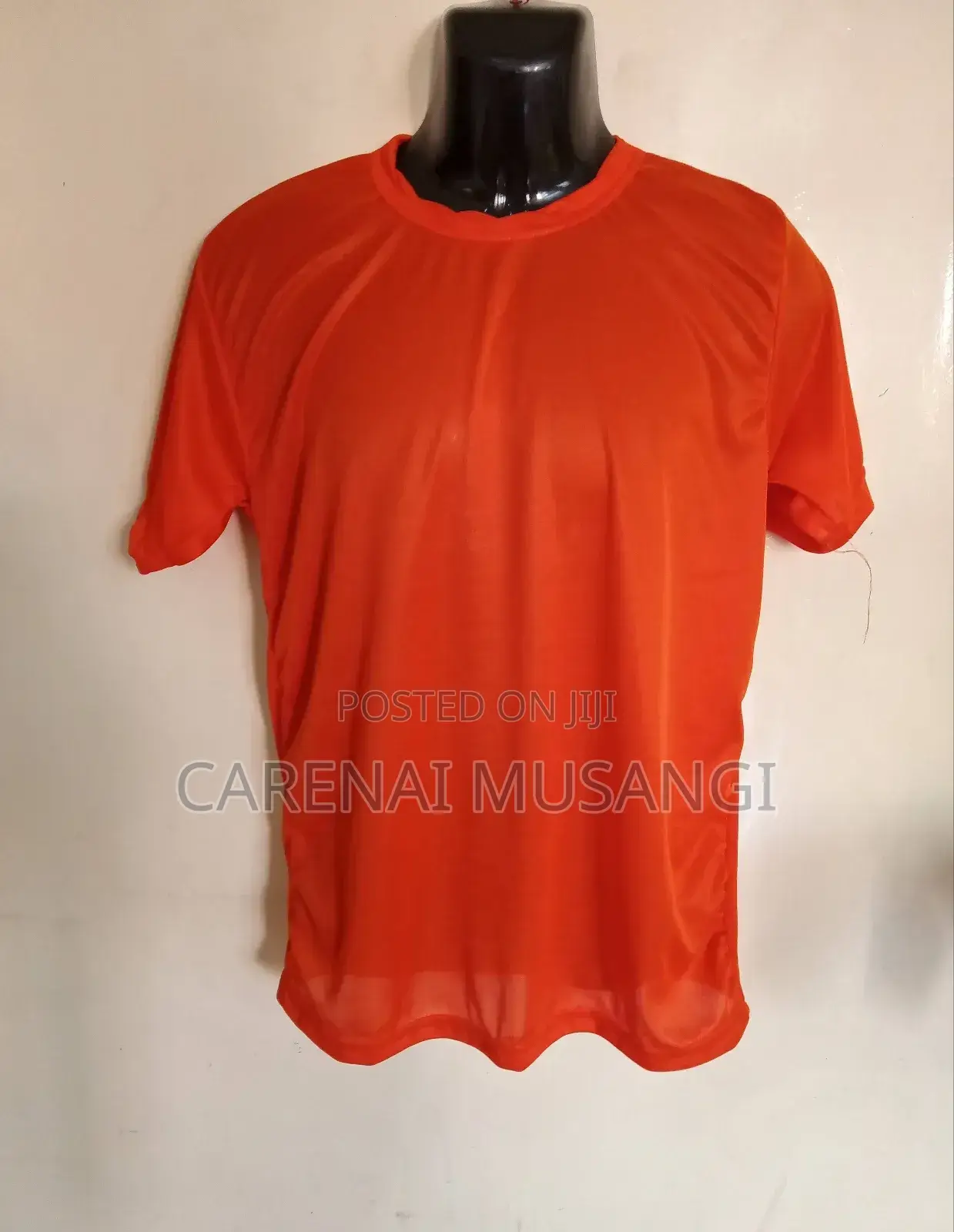 Orange Polyester Round Neck Tshirts