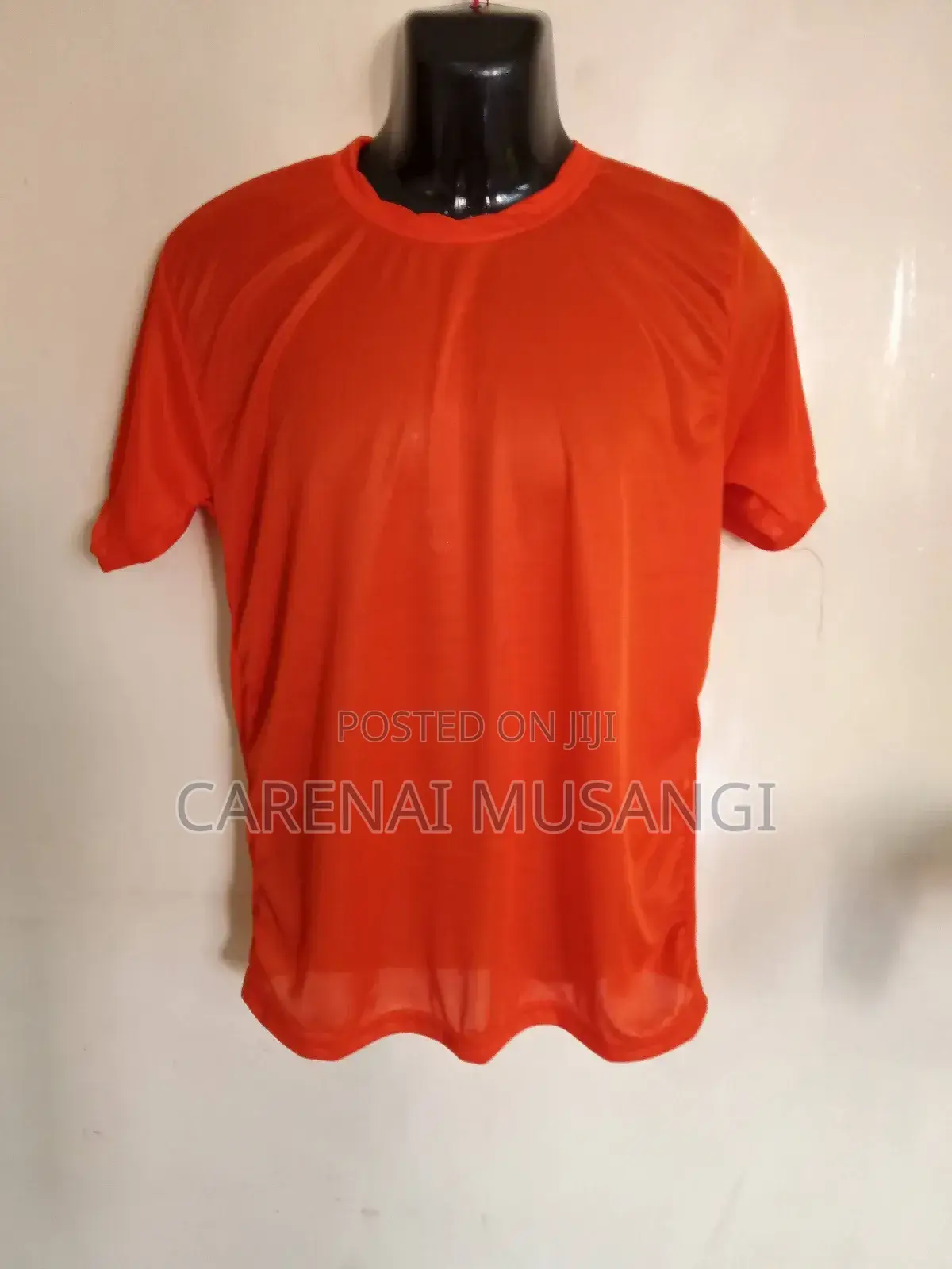 Orange Polyester Round Neck Tshirts