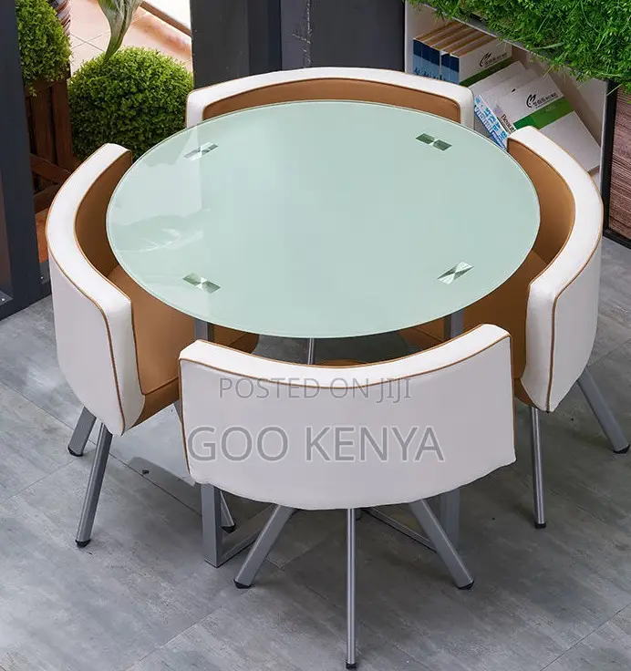 Home Dining Set; 4-Seater Tempered Glass Dining Set for Home Interiors