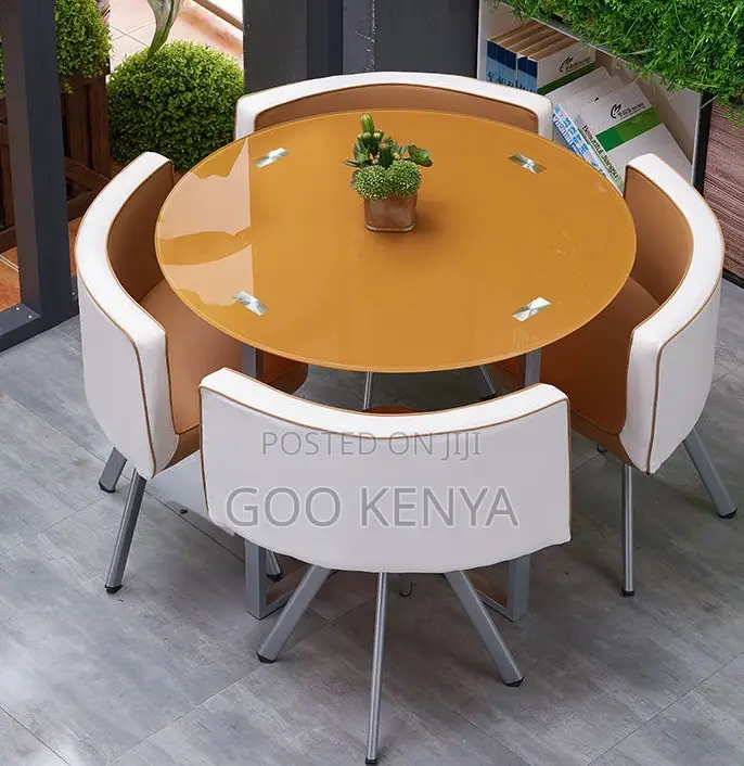 Home Dining Set; 4-Seater Tempered Glass Dining Set for Home Interiors