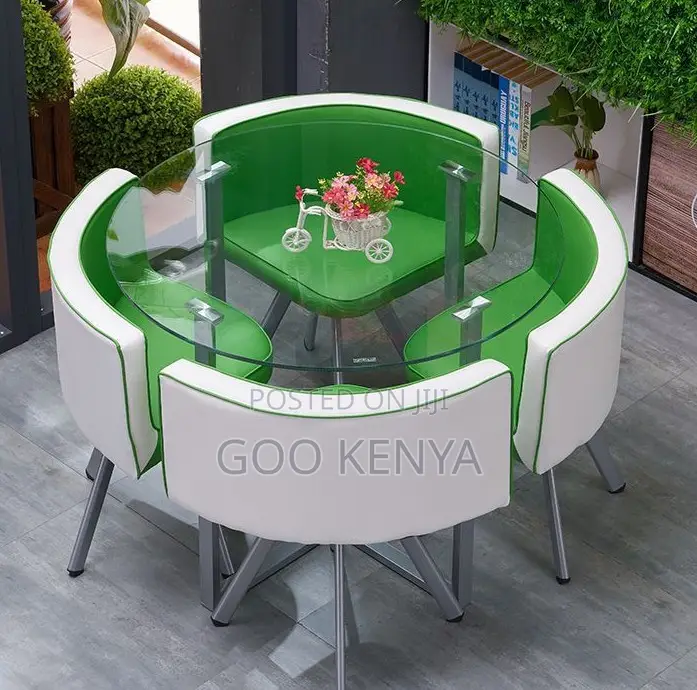 Home Dining Set; 4-Seater Tempered Glass Dining Set for Home Interiors