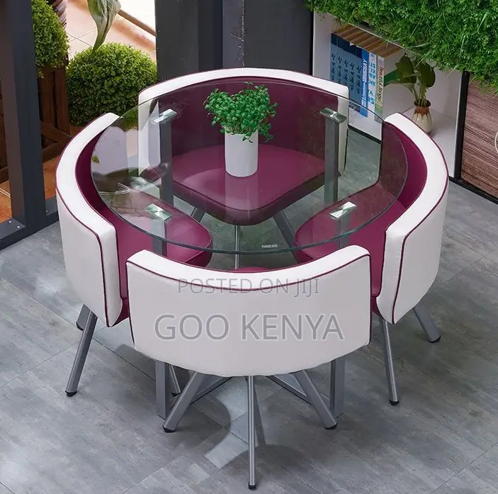 Home Dining Set; 4-Seater Tempered Glass Dining Set for Home Interiors