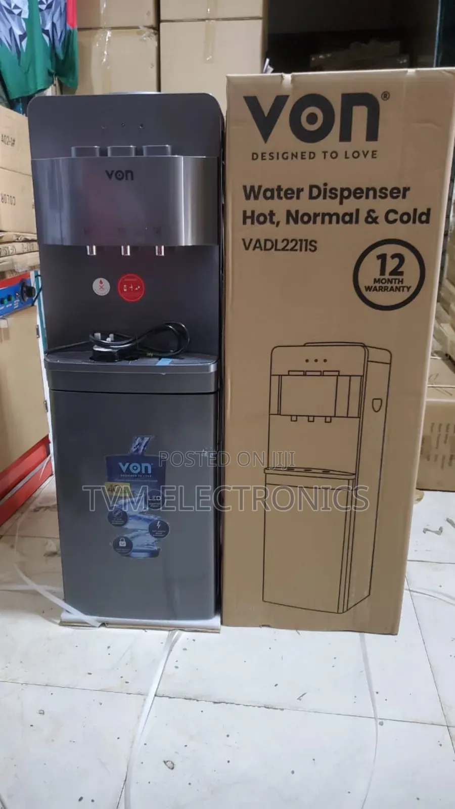 Von Vadl2211s Electric Cooling Storage Cabinet Water Dispenser
