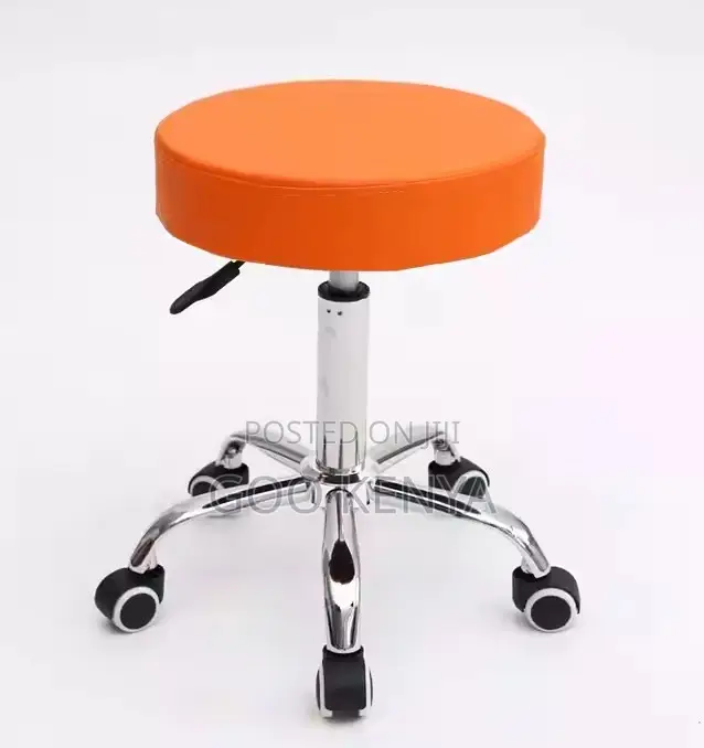 Home Stool; Backless Heavy-Duty Round Leather Swivel Chair With Wheels