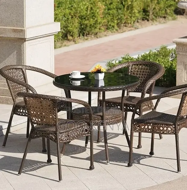 Home Dining; 4-Seater Durable Modern Woven Rattan Dining for Balcony