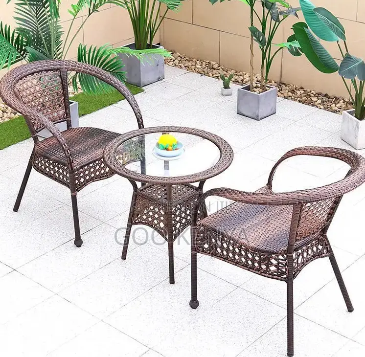 Home Dining; 4-Seater Durable Modern Woven Rattan Dining for Balcony