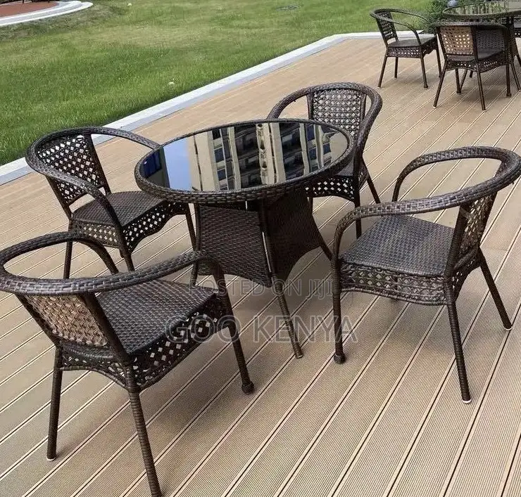 Home Dining; 4-Seater Durable Modern Woven Rattan Dining for Balcony