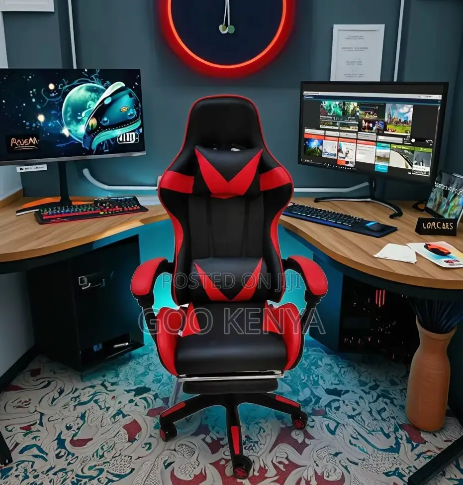 Office Chair; Leather Reclining Gaming Chair With Adjustable Armrest
