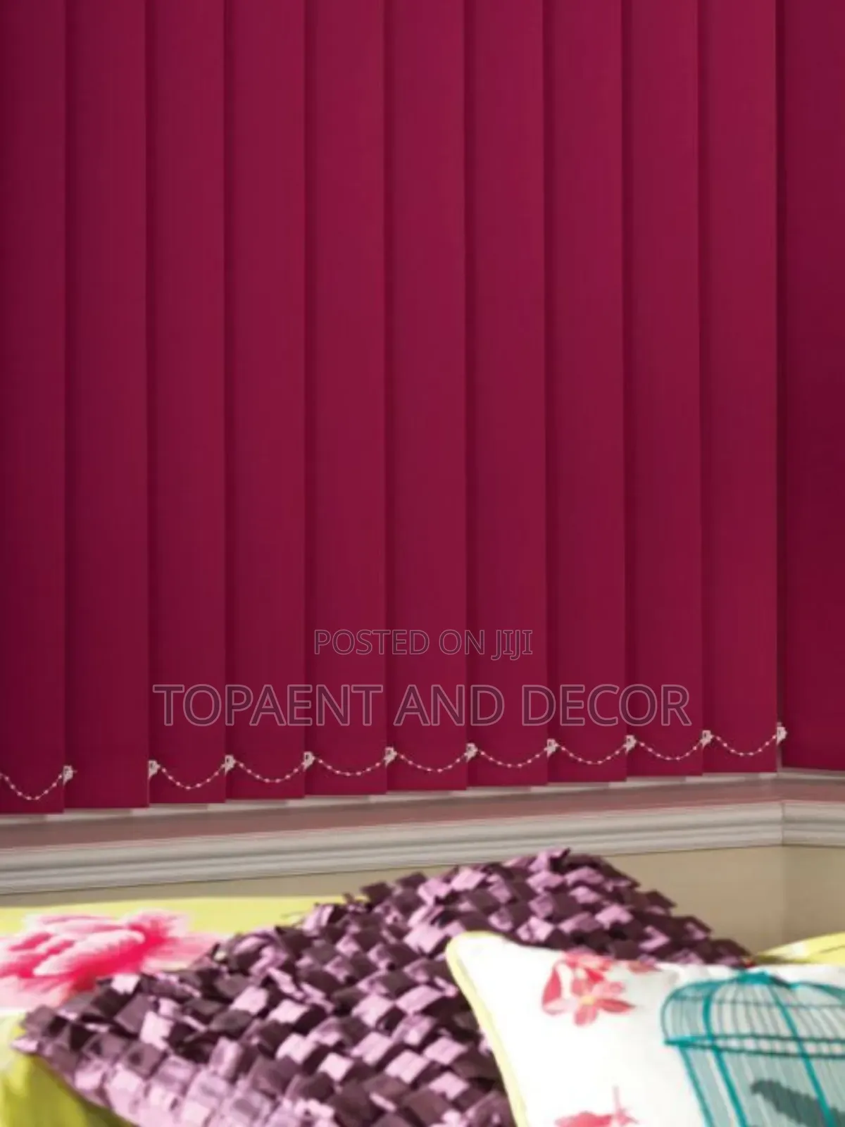 Pure Maroon Vertical Window Blinds for Office