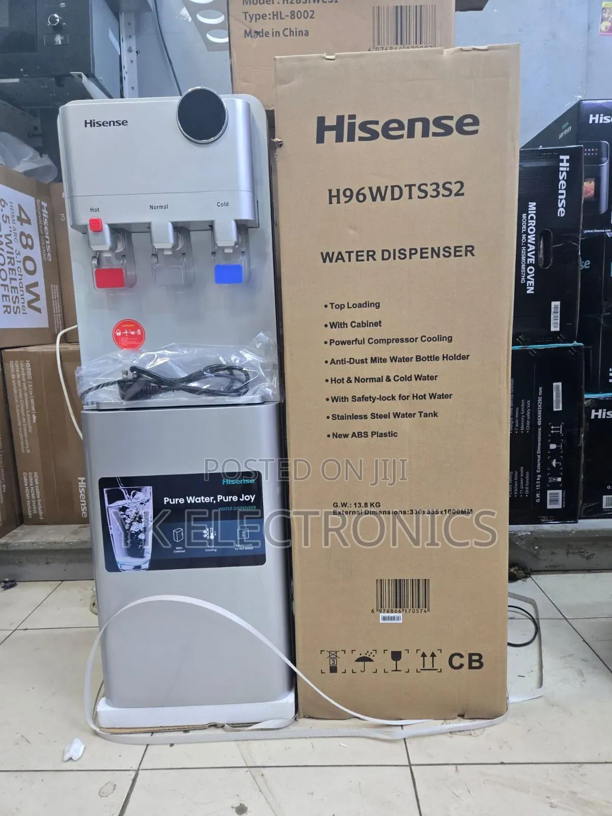 Hisense H96wdts3s2 Water Dispenser Silver Hot, Normal Cold