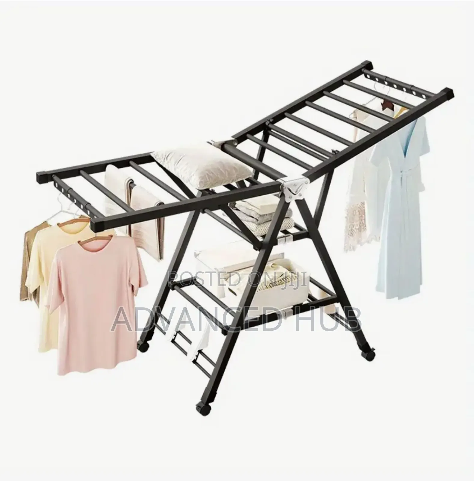 Heavy Duty Folding Movable Clothes Drying Rack