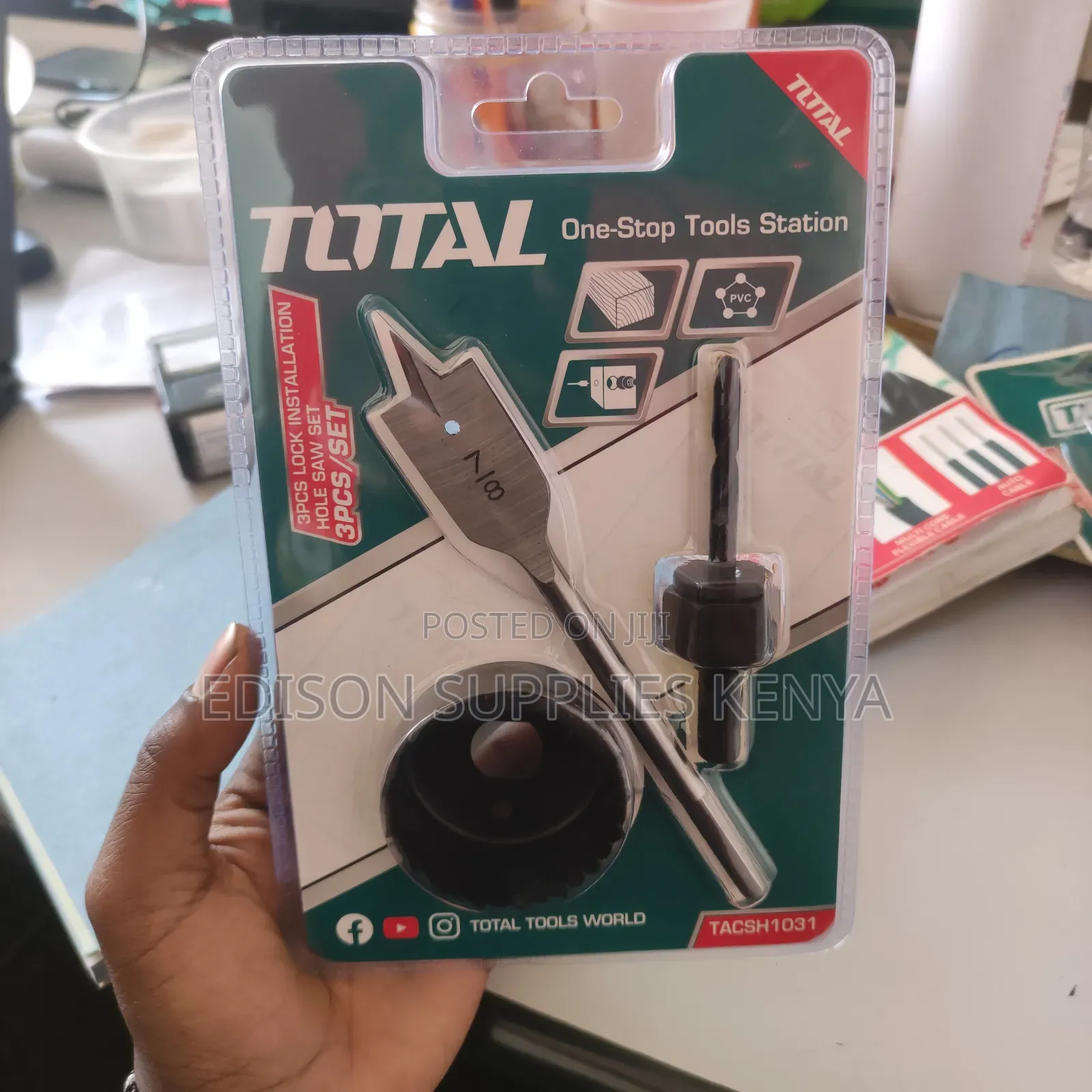 Total Lock Installation Kit Crown, Holder Drill Deadbolt Hole Saw Set