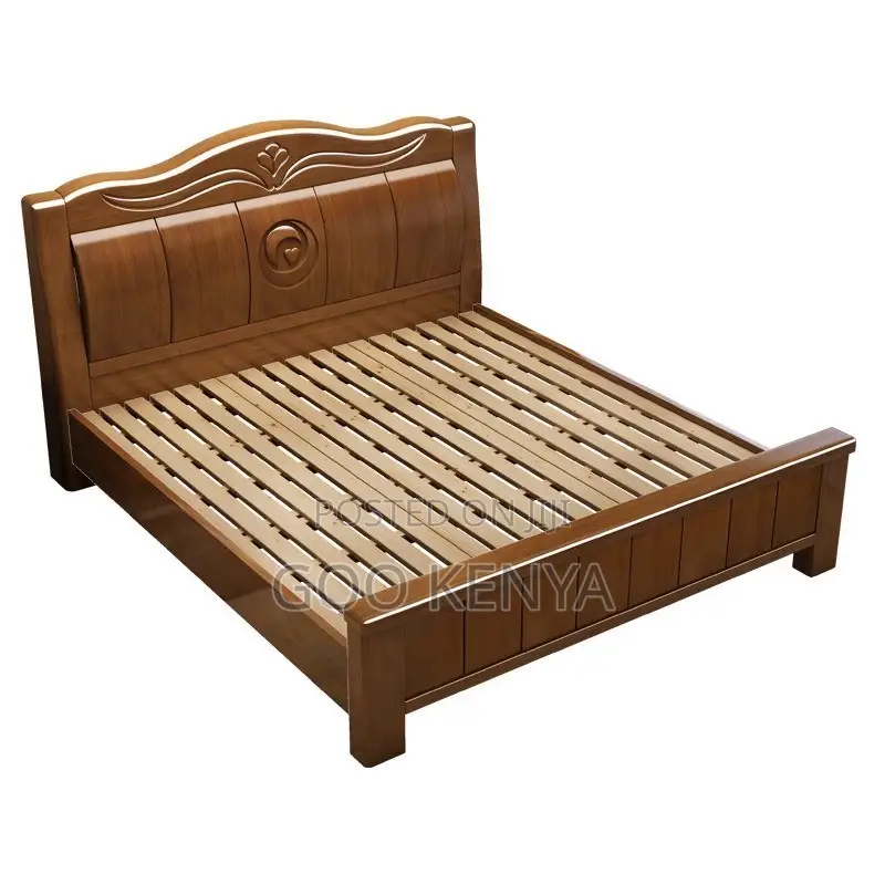 Home Bed; High-End Pure Mahogany Fininsh Queen Bed With Two Nightstand