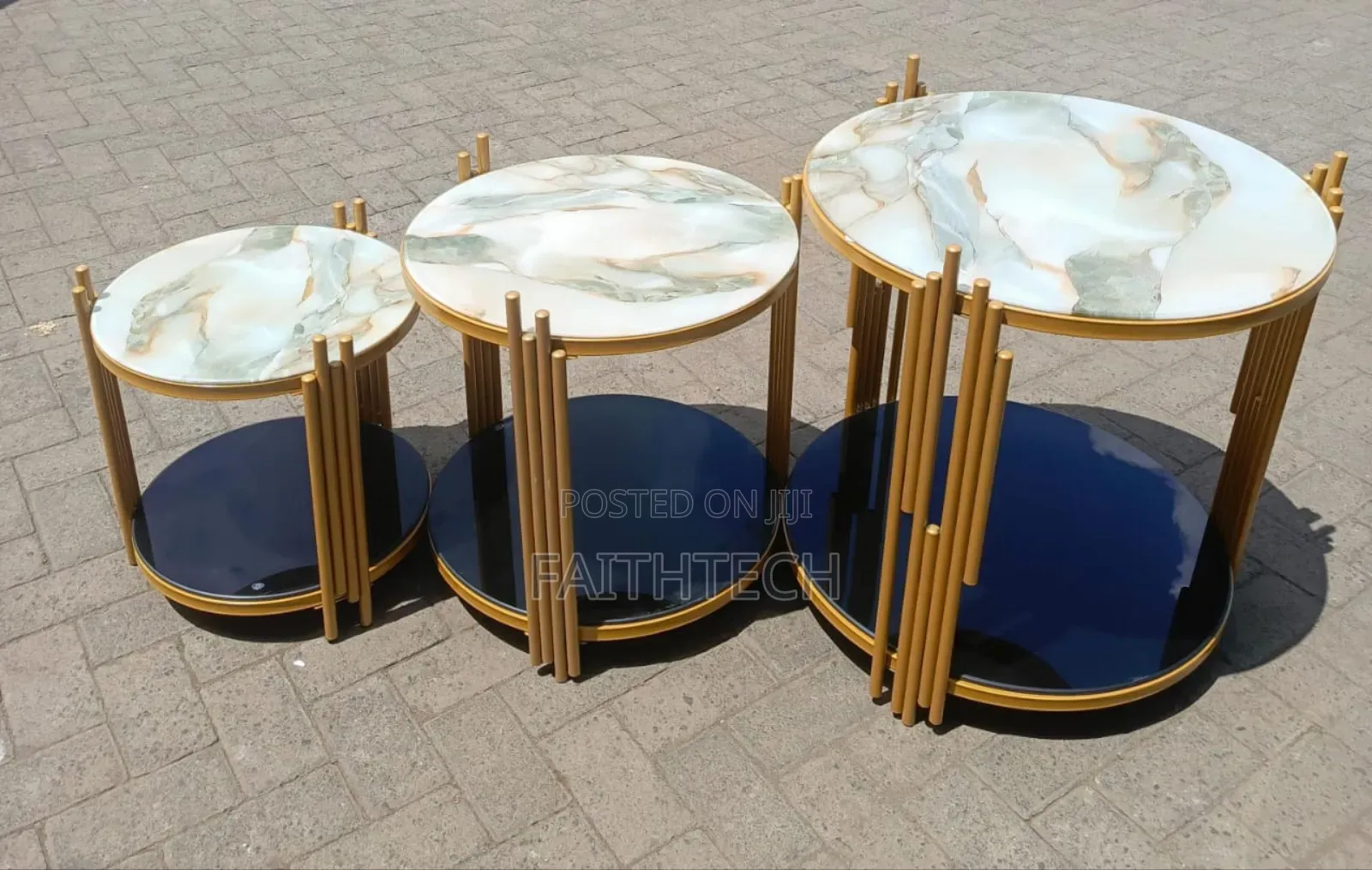 White 3 in 1 Executive Pure Marble Table