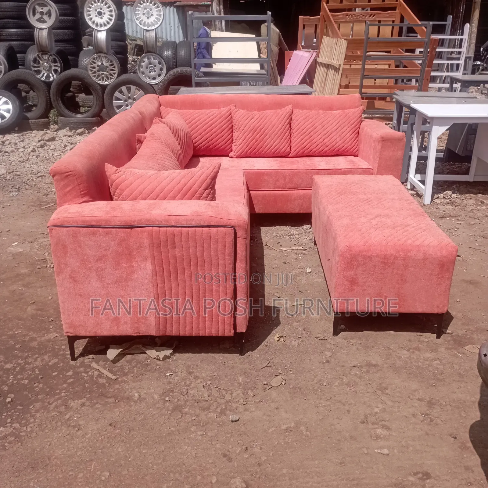 Futuristic Stylish Corner Seat 5 Seater + Ottoman - Pay on Delivery