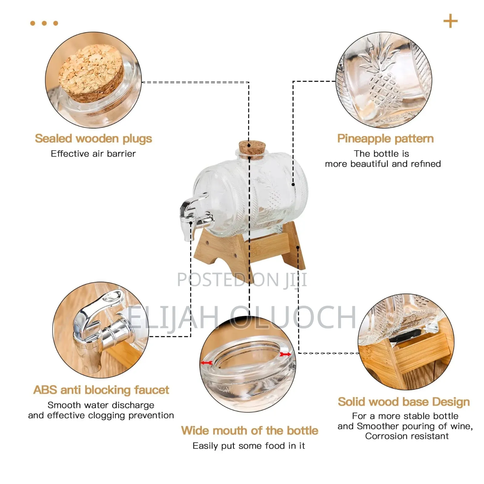 5l Horizontal Glass Drum Barrel Dispenser