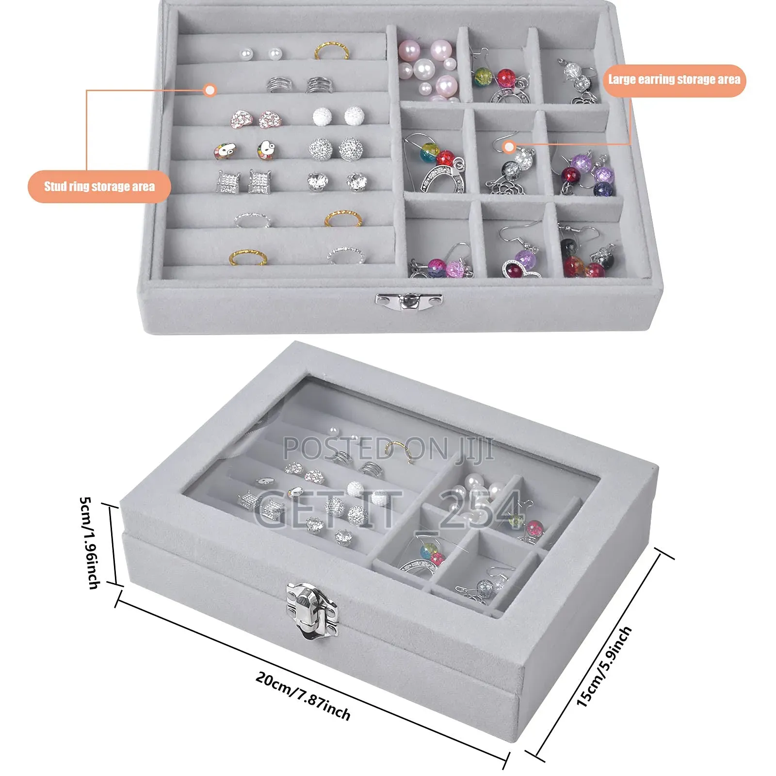 Ld1016 Velvet Jewelry Organizer Box Now Available In Cream Grey N Pink