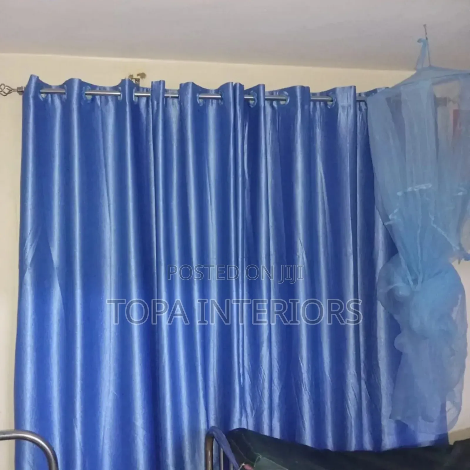 Sky Blue Plain Window Curtains for Hospital Windows