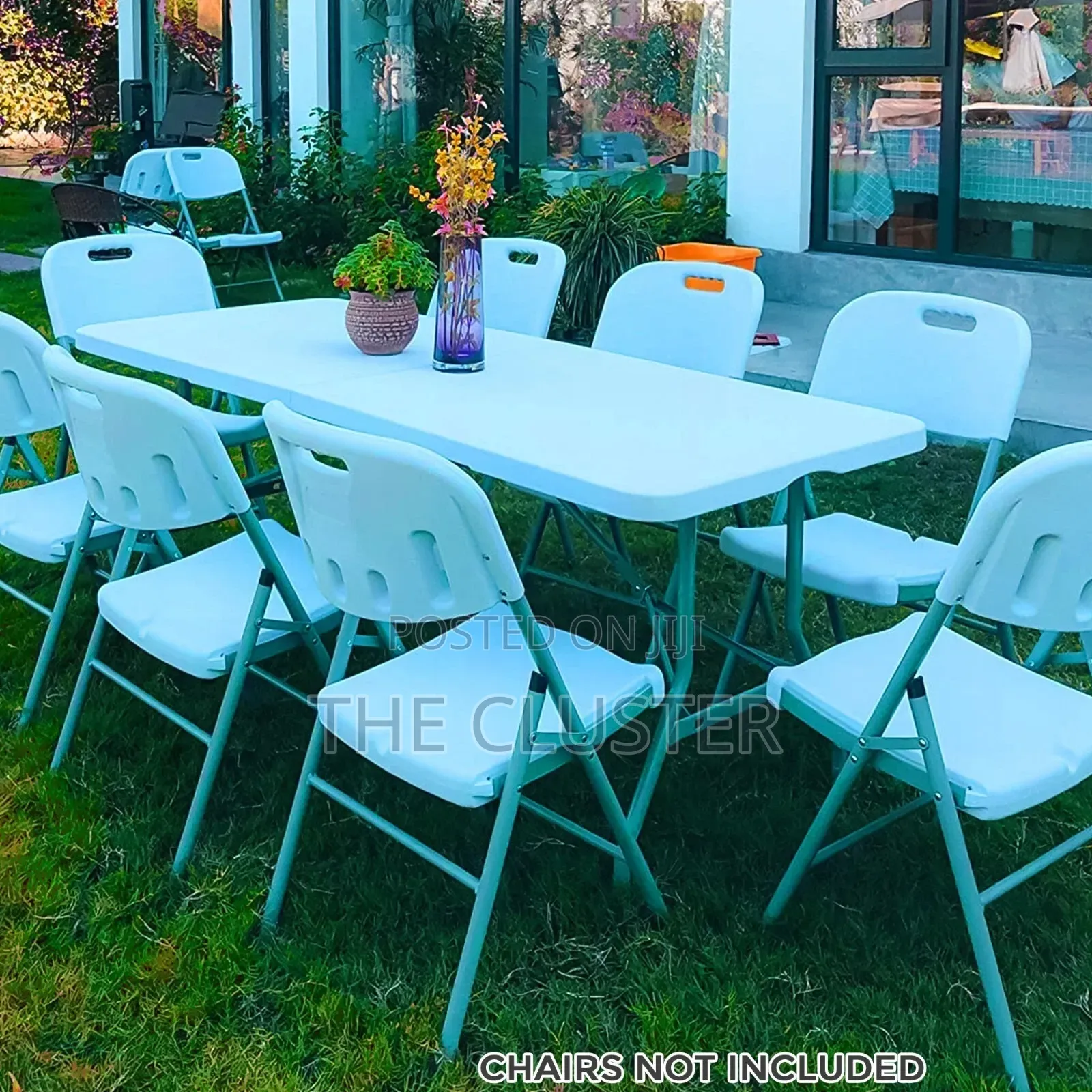 Foldable 1.2metres Plastic Table and 8 Chairs Set