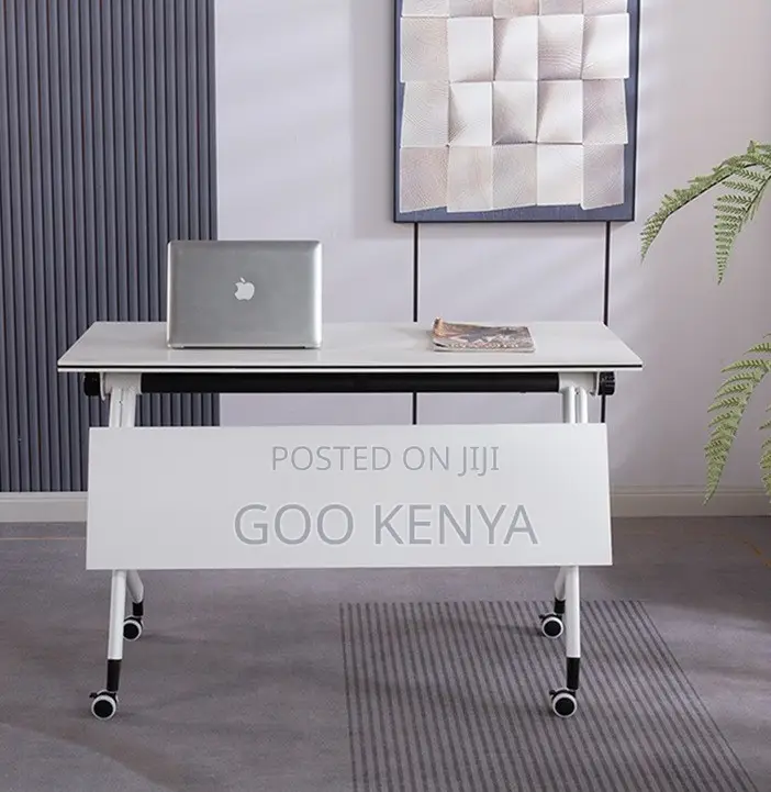 Office Desk; Heavy-Duty Mobile Flip-Top Fold Desk and Locking Casters