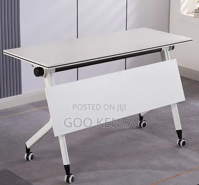 Office Desk; Heavy-Duty Mobile Flip-Top Fold Desk and Locking Casters