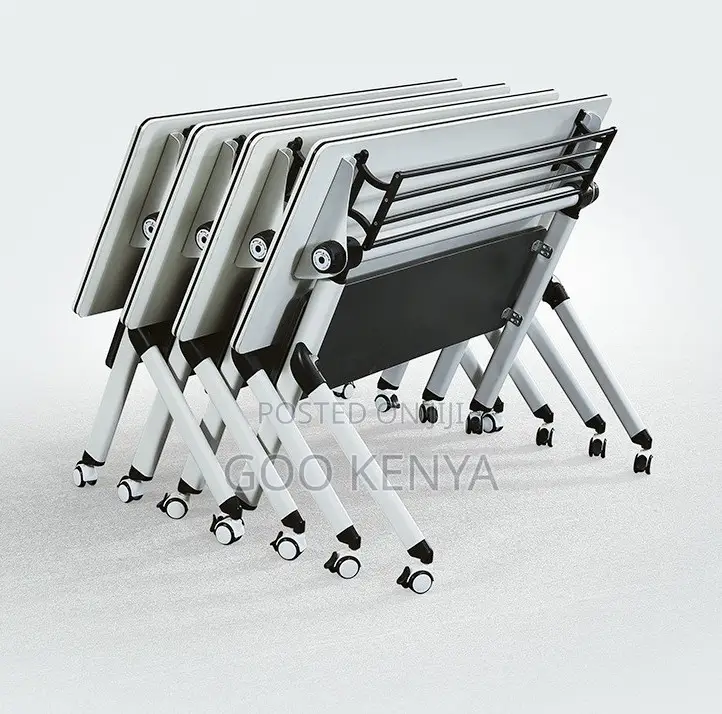 Office Desk; Heavy-Duty Mobile Flip-Top Fold Desk and Locking Casters