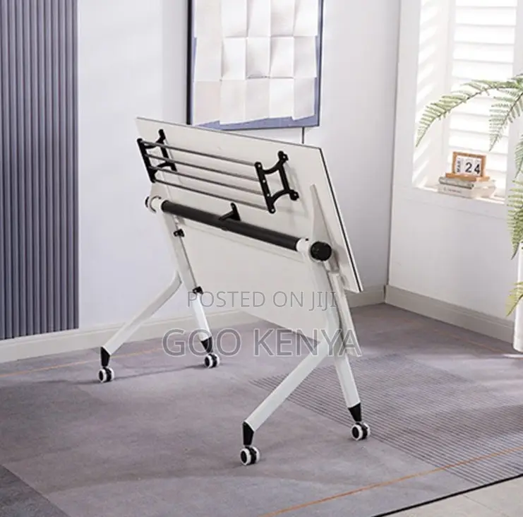 Office Desk; Heavy-Duty Mobile Flip-Top Fold Desk and Locking Casters