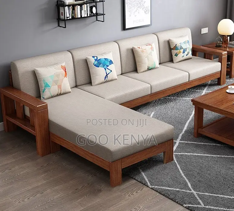 Home Sofa; Mahogany Frame 7-Seater Sofa Set With Matching Coffee Table