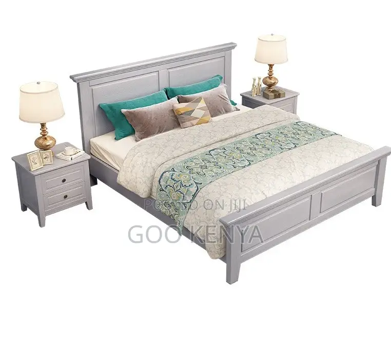 Home Bed; Classic Apartment King Bed With Wooden Frame and Storage
