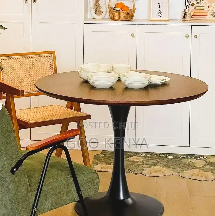 Home Table; Small Space Modern Dining Table –Wood Top and Metal Base