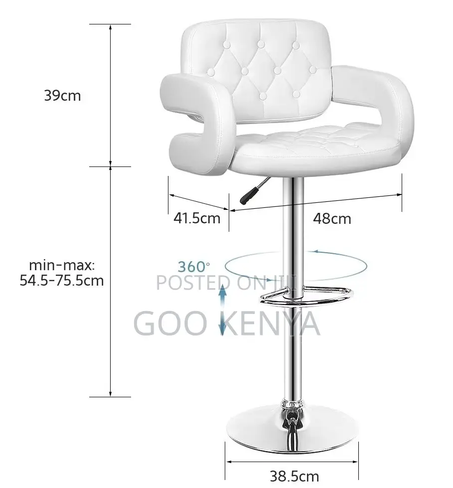 Home Stool; Custom Rotating Bar Chair With Footrest and Leather Seat