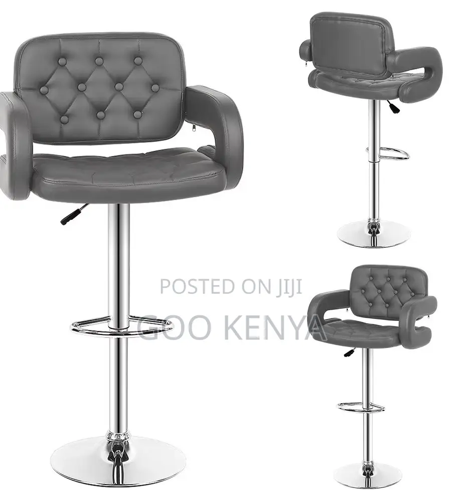 Home Stool; Custom Rotating Bar Chair With Footrest and Leather Seat