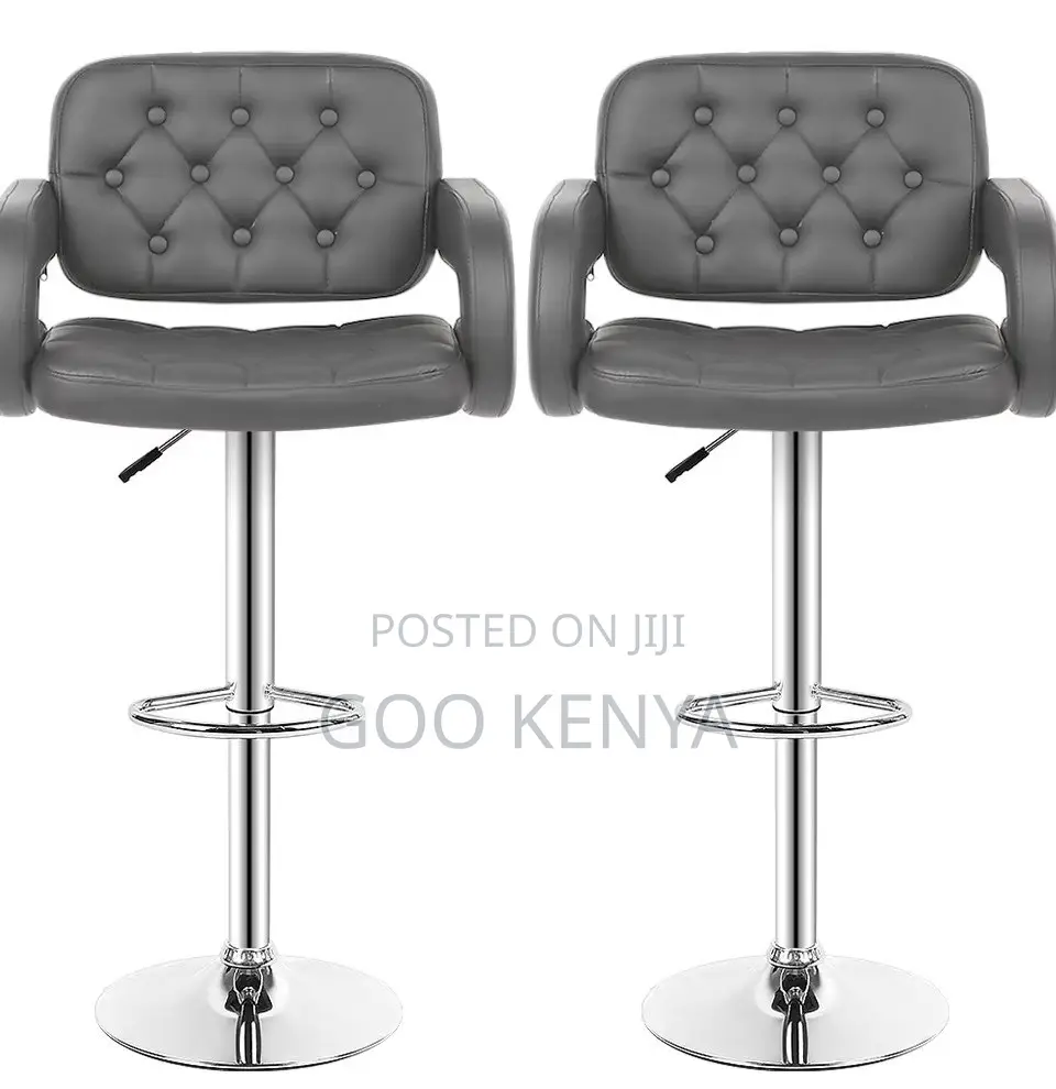 Home Stool; Custom Rotating Bar Chair With Footrest and Leather Seat