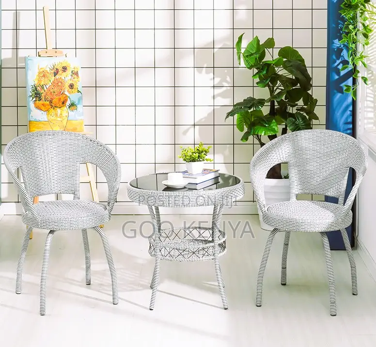 Home Dining Set; Rattan Chairs and Coffee Table for Courtyard Use