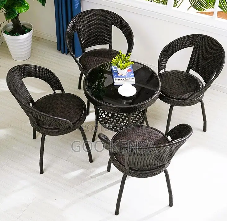 Home Dining Set; Rattan Chairs and Coffee Table for Courtyard Use