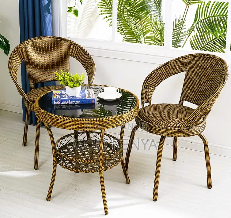 Home Dining Set; Rattan Chairs and Coffee Table for Courtyard Use