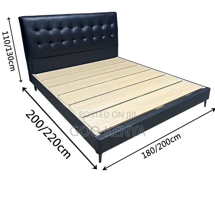 Home Bed; High-End Faux Leather Bed With Sturdy Support and Wood Base
