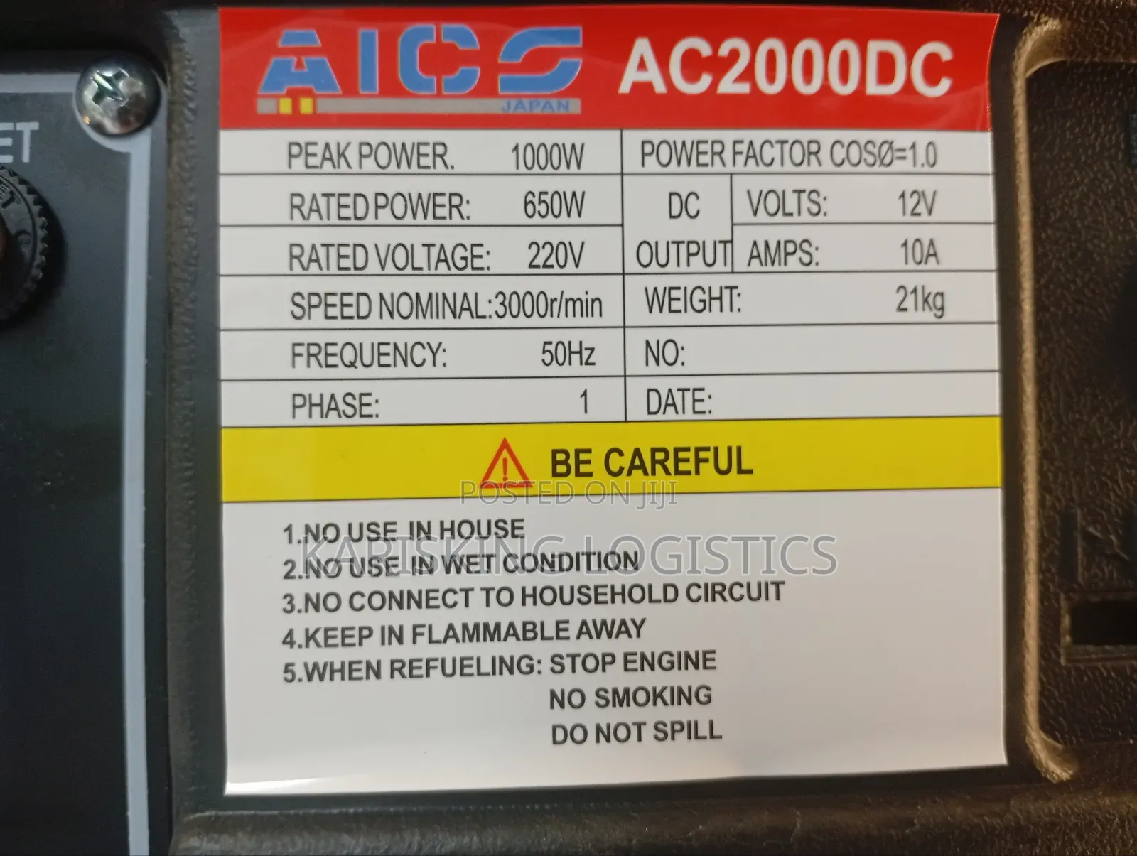 1000watts (1kva) Aico Gasoline Generator