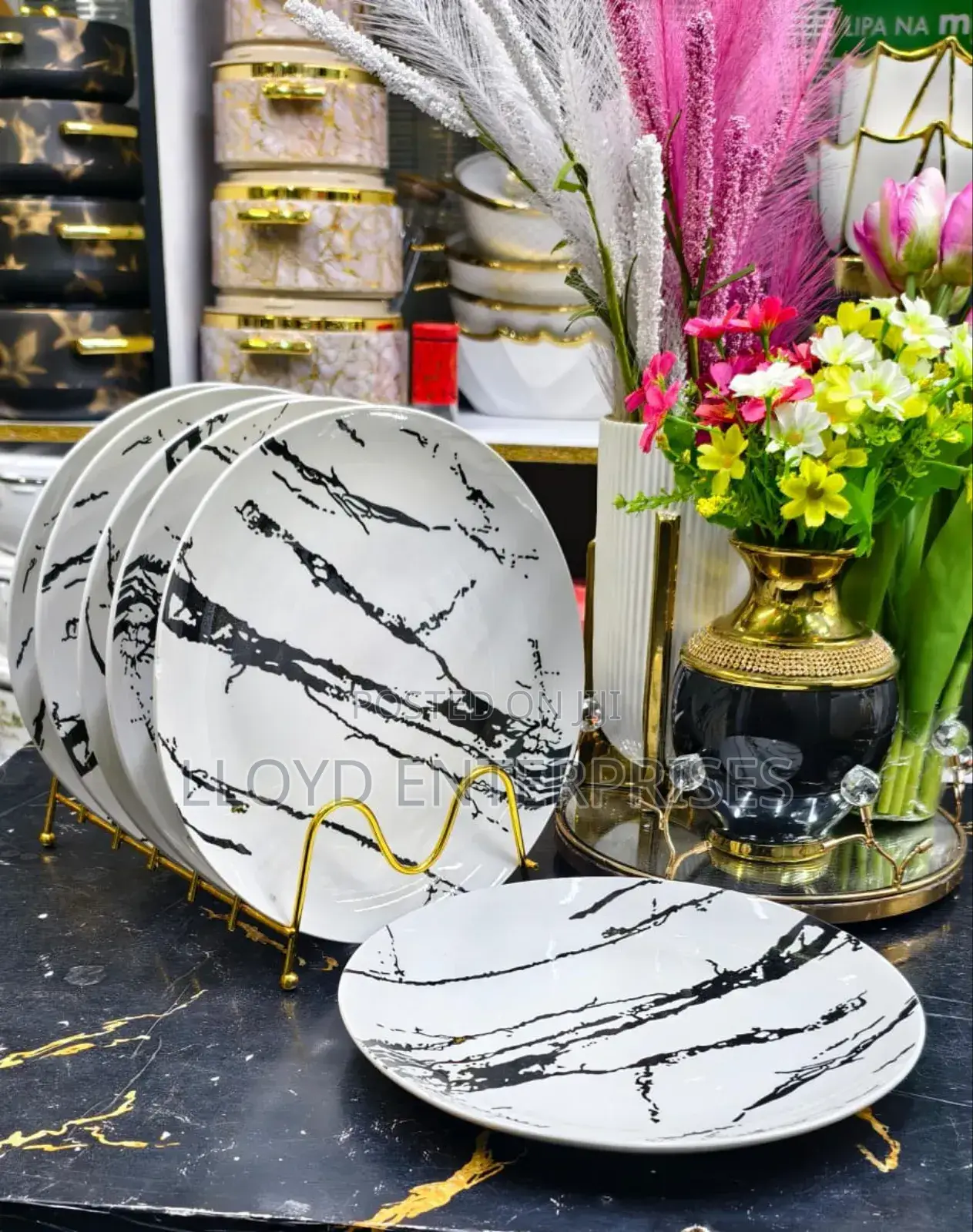 White Marble Ceramic Dinner Set -6pcs