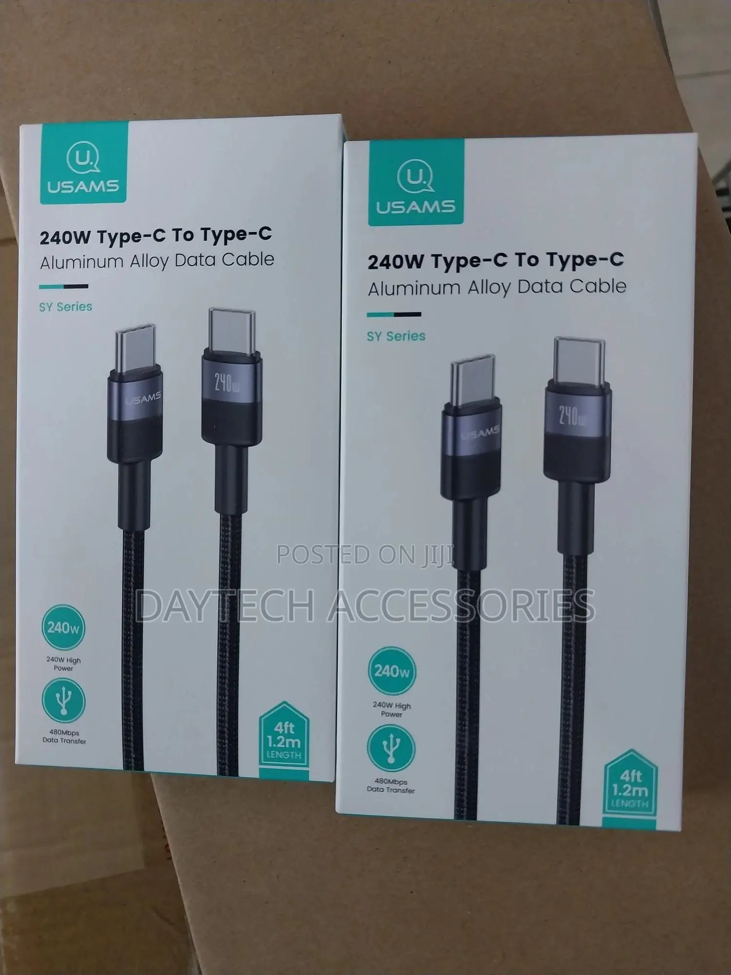 Usams Sj727 Sy Series 1.2m 240w Type-C to Type-C Cable Nylon Braided.