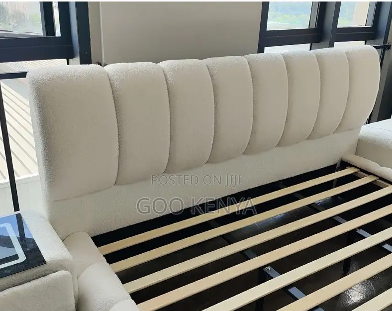 Home Bed; Luxury Fabric Bed With Extra-Large Headboard – King Size