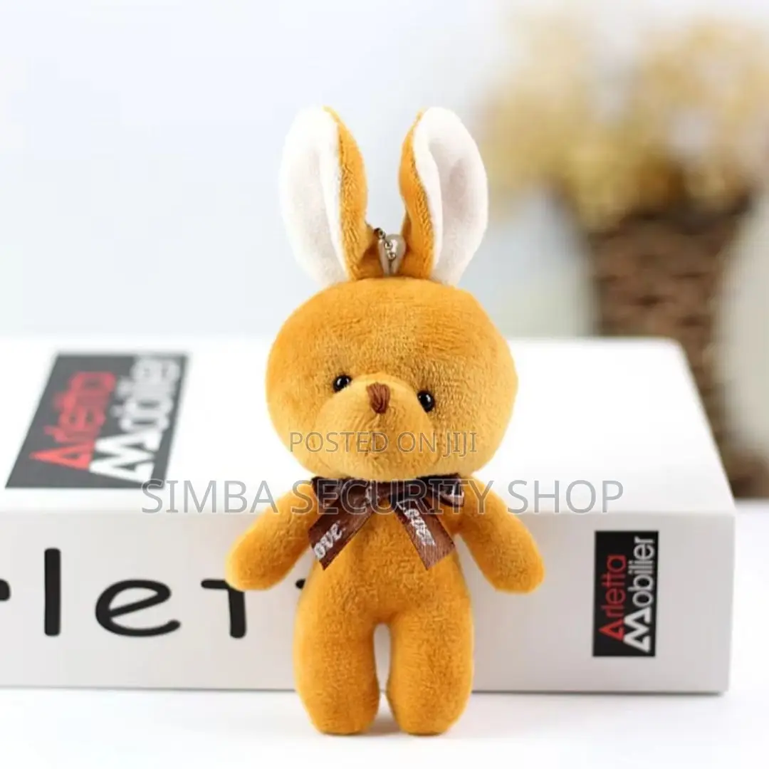 Cute Rabbit Plush Keychain With Bowtie Soft Stuffed Orange Gift Ladies