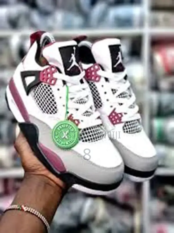Air Jordan 4 Retro Sneakers – White/Grey/Burgundy