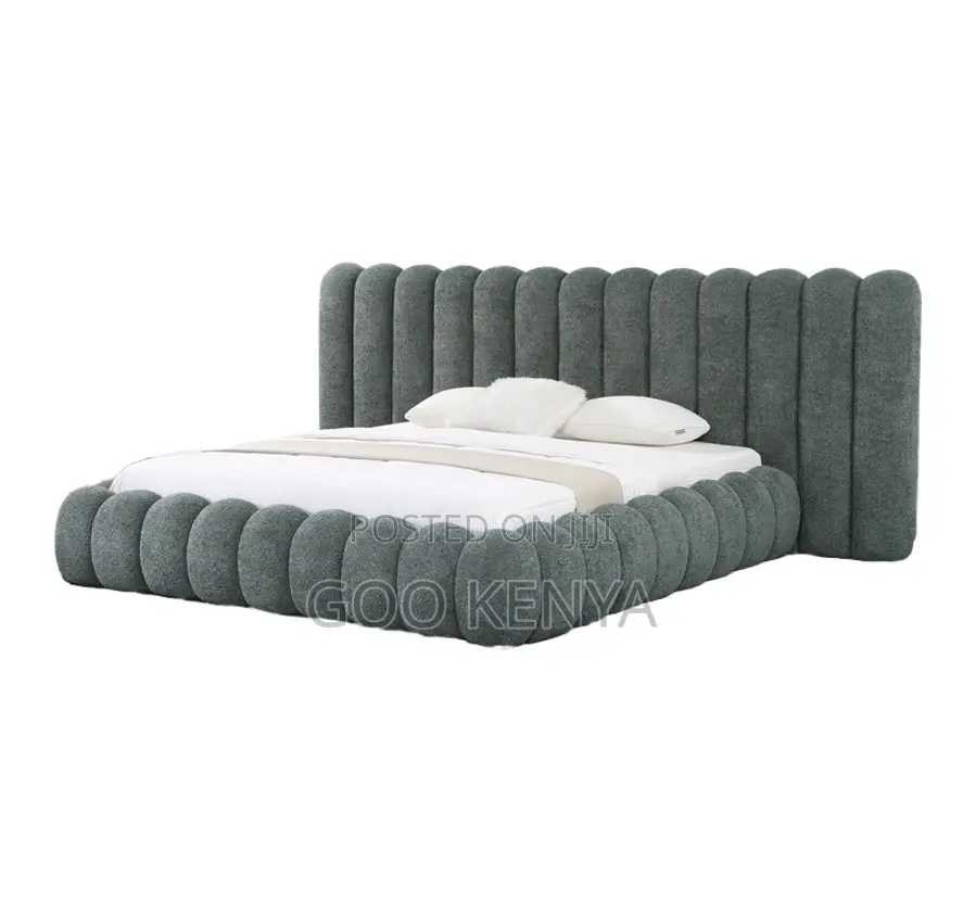 Home Bed; Designer King Size Bed With Large Upholstered Headboard