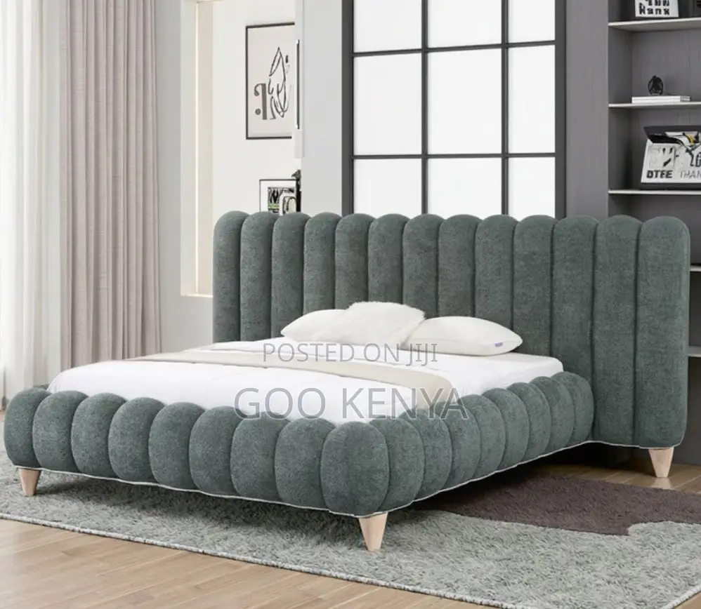 Home Bed; Designer King Size Bed With Large Upholstered Headboard