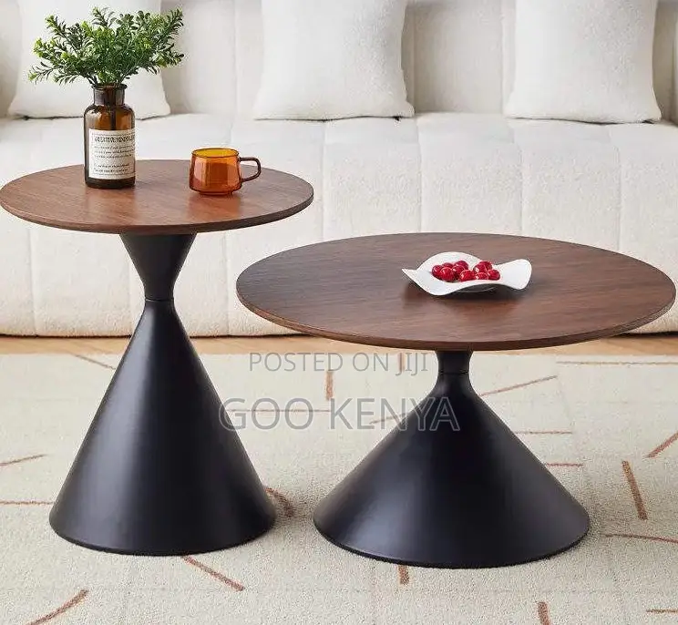 Home Round Coffee Table; Natural Wooden Coffee Tea Table Set