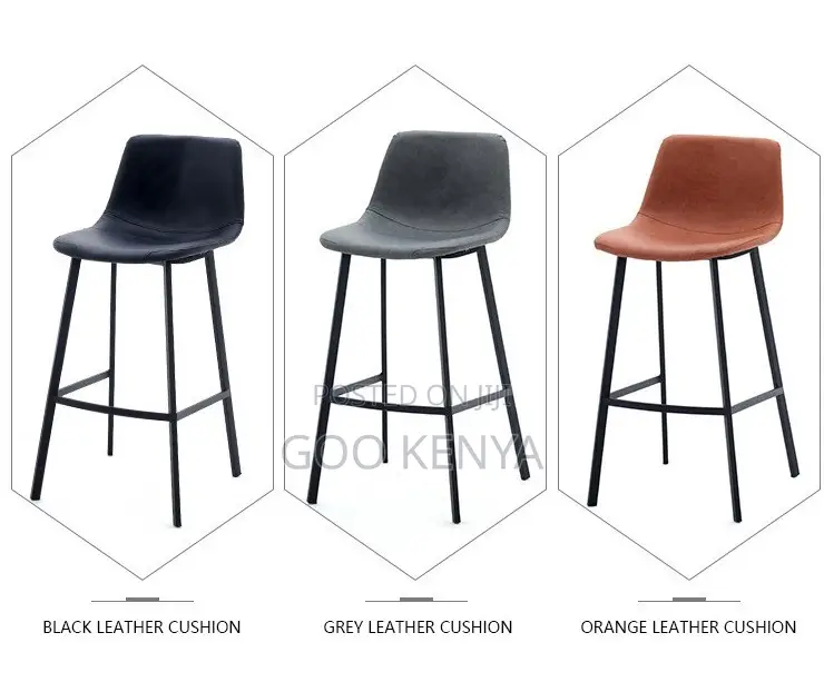 Home Stool; Modern Metal Frame Bar Stool With Leather Seat High Chair
